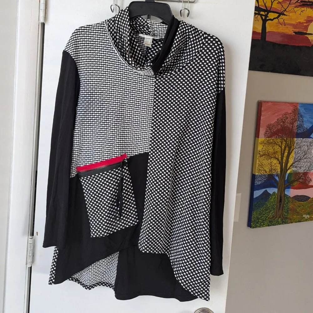 Joseph Ribkoff Geometric Abstract Cowl Neck Tunic Size 8 - Picture 1 of 9